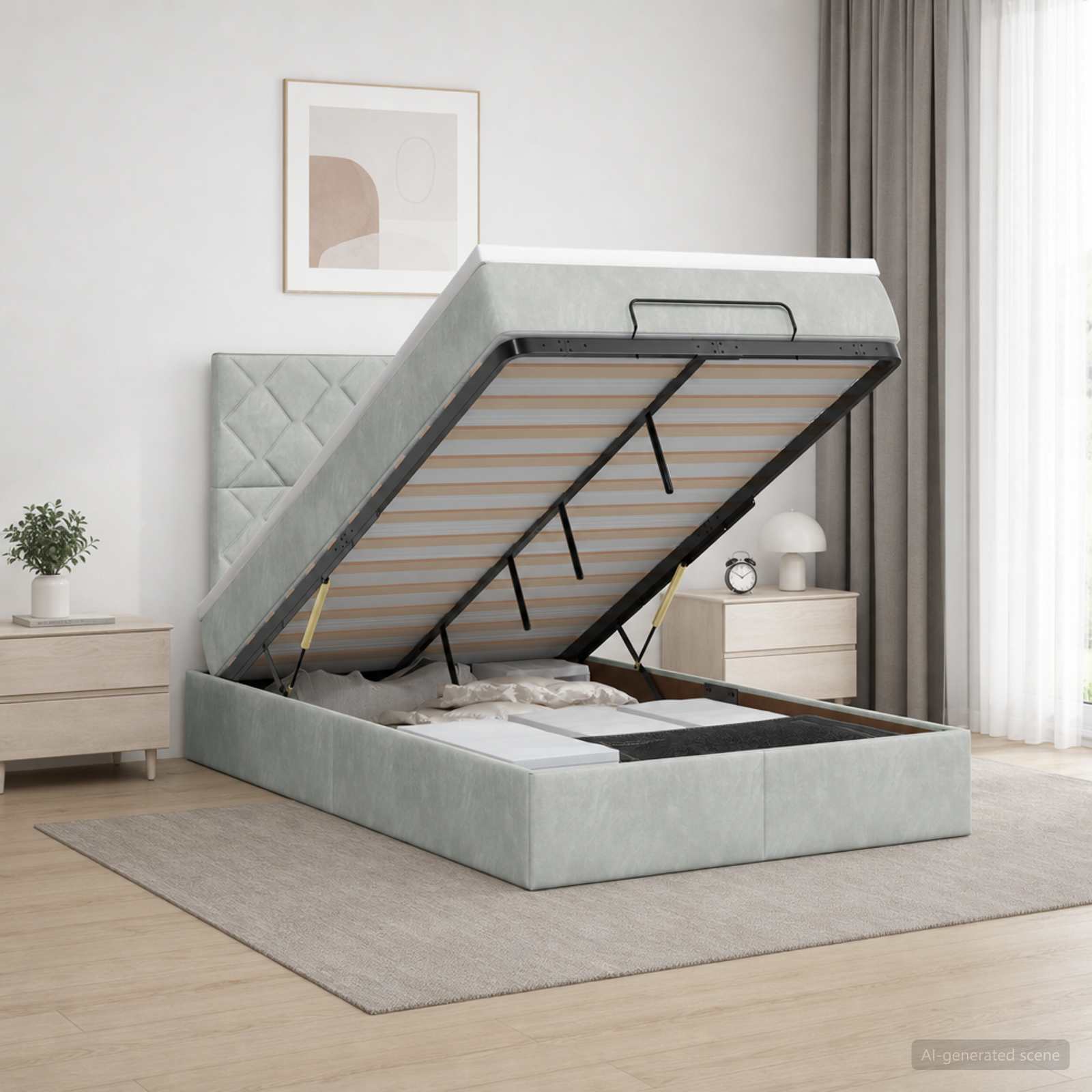 vidaXL Κρεβάτι Ottoman με στρώμα Ανοιχτό γκρι 120 x 190 cm Βελούδο