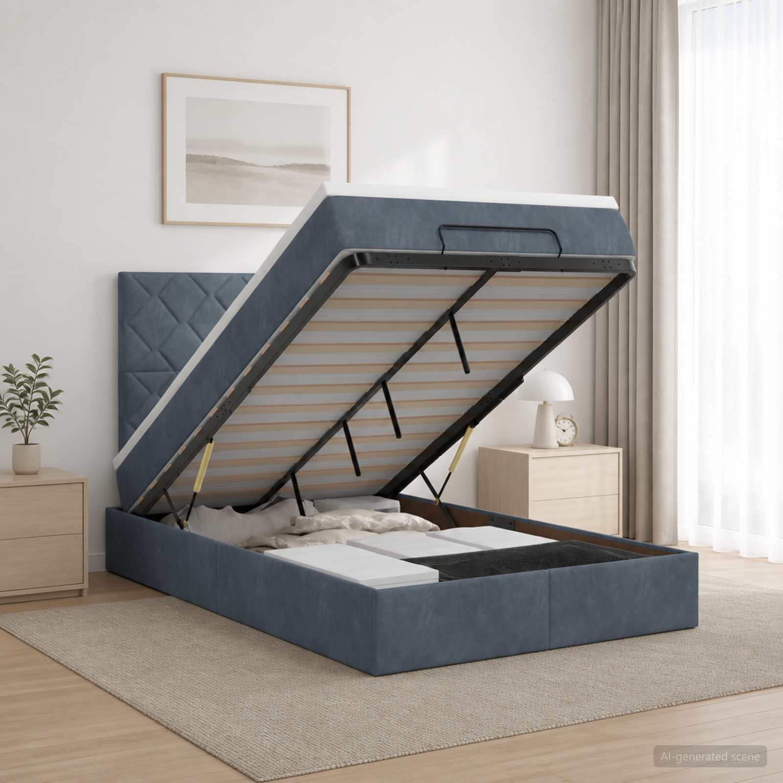 vidaXL Κρεβάτι Ottoman με στρώμα Σκούρο Γκρι 120 x 200 cm Βελούδο