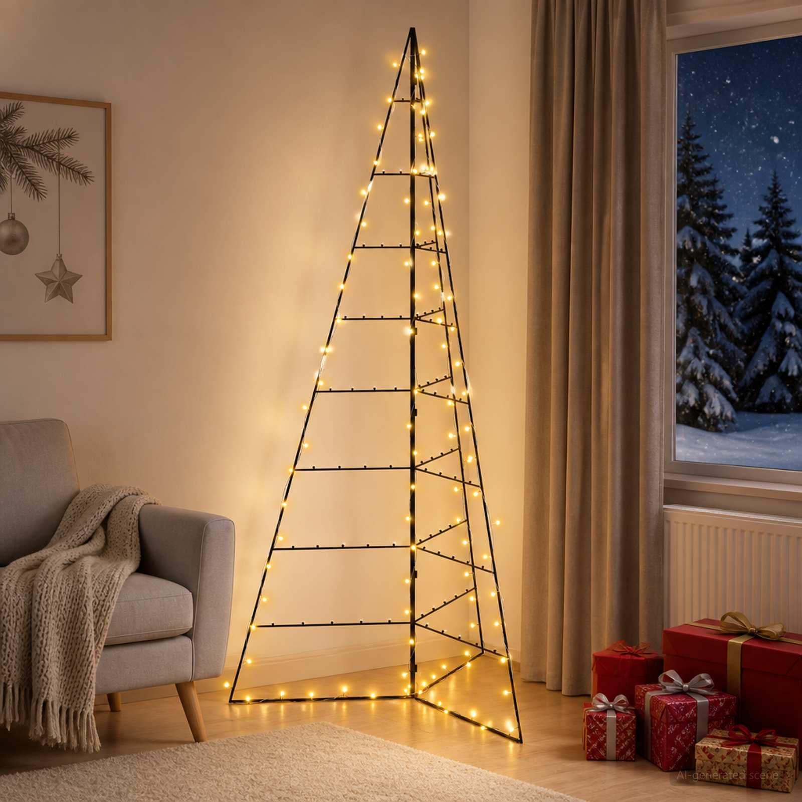 vidaXL Μεταλλικό χριστουγεννιάτικο δέντρο με LED KUOPIO 210 εκ.