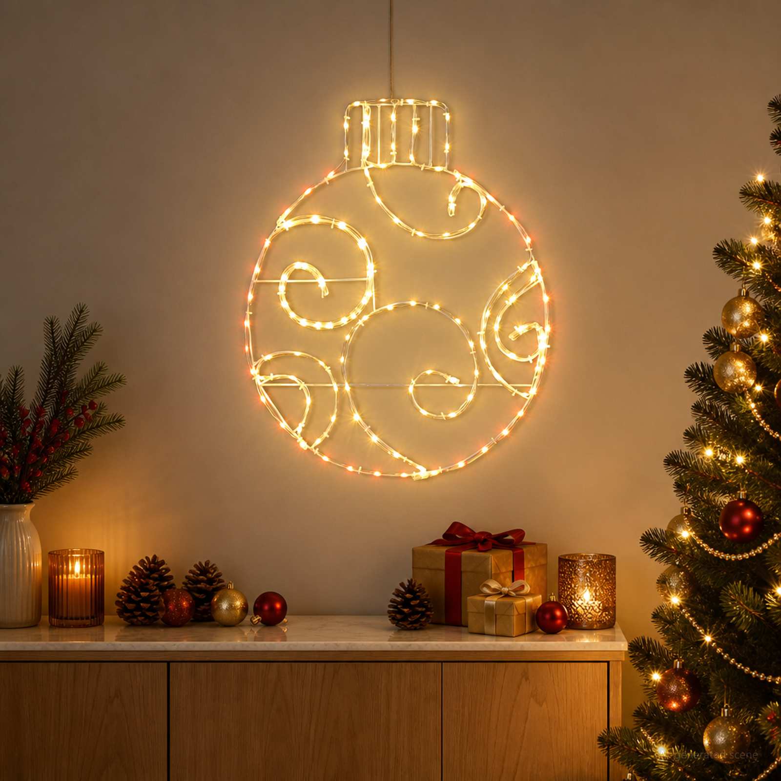 vidaXL Χριστουγεννιάτικη μπάλα LED LOVIISA 160 LED Κόκκινο 55 x 65 cm