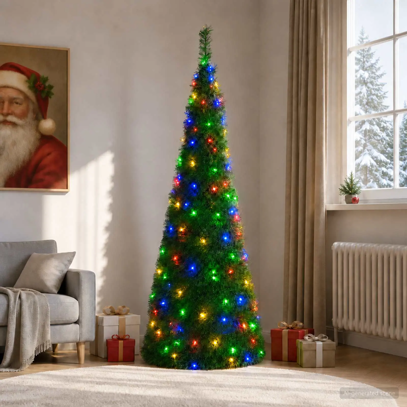 vidaXL Πτυσσόμενο χριστουγεννιάτικο δέντρο LED 180 εκ. 150 LED PVC