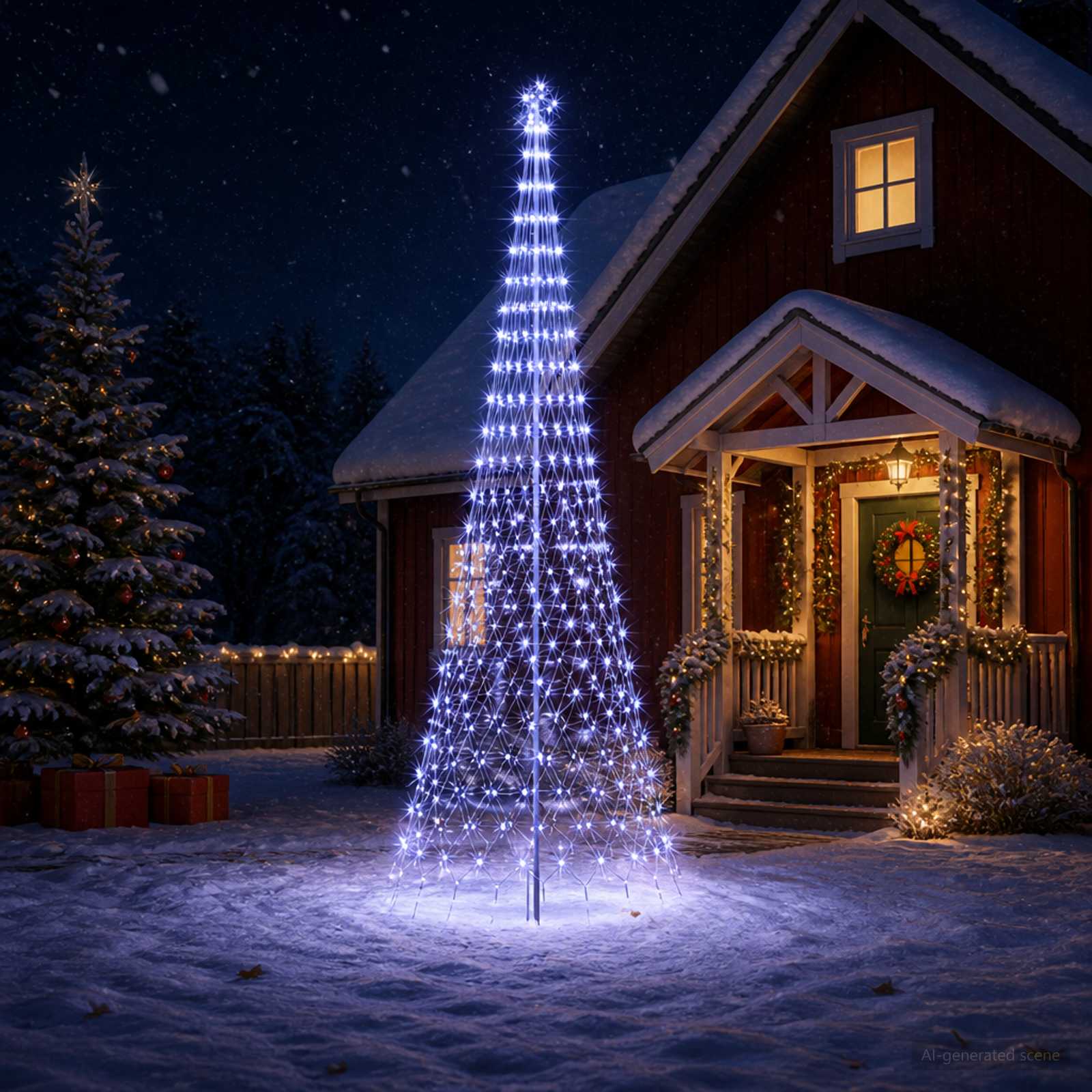 vidaXL LED Χριστουγεννιάτικο Δέντρο 400 εκ. 450 LED Μπλε Σίδερο Μαύρο