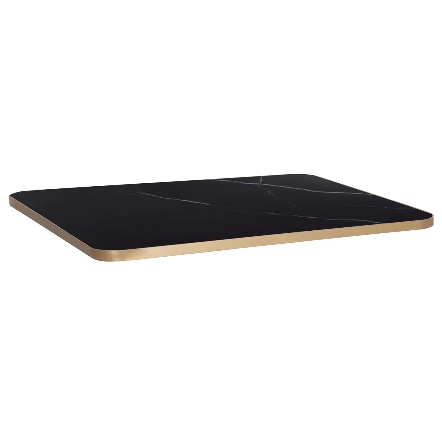 ΕΠΙΦΑΝΕΙΑ ΤΡΑΠΕΖΙΟΥ SINTERED STONE HM6656.13 BLACK MARBLE-ΠΛΑΙΣΙΟ ALU ΧΡΥΣΟ 120x80εκ.
